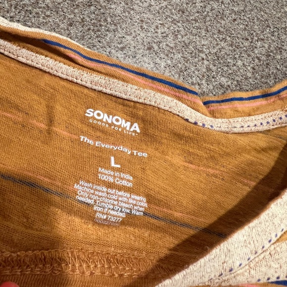 Sonoma Mustard and White Striped Tee - Picture 2 of 5